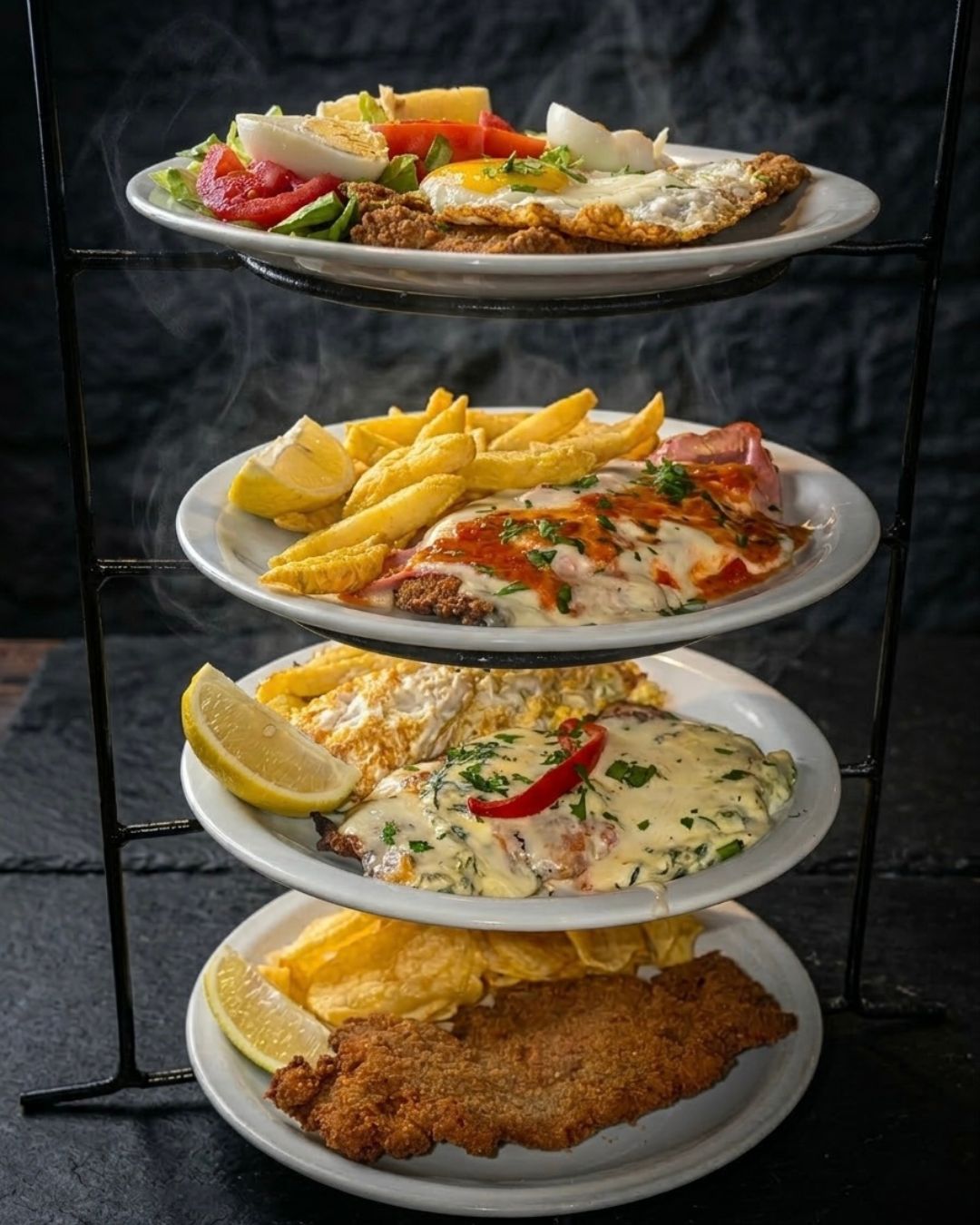 Torre de milanesas de lomo