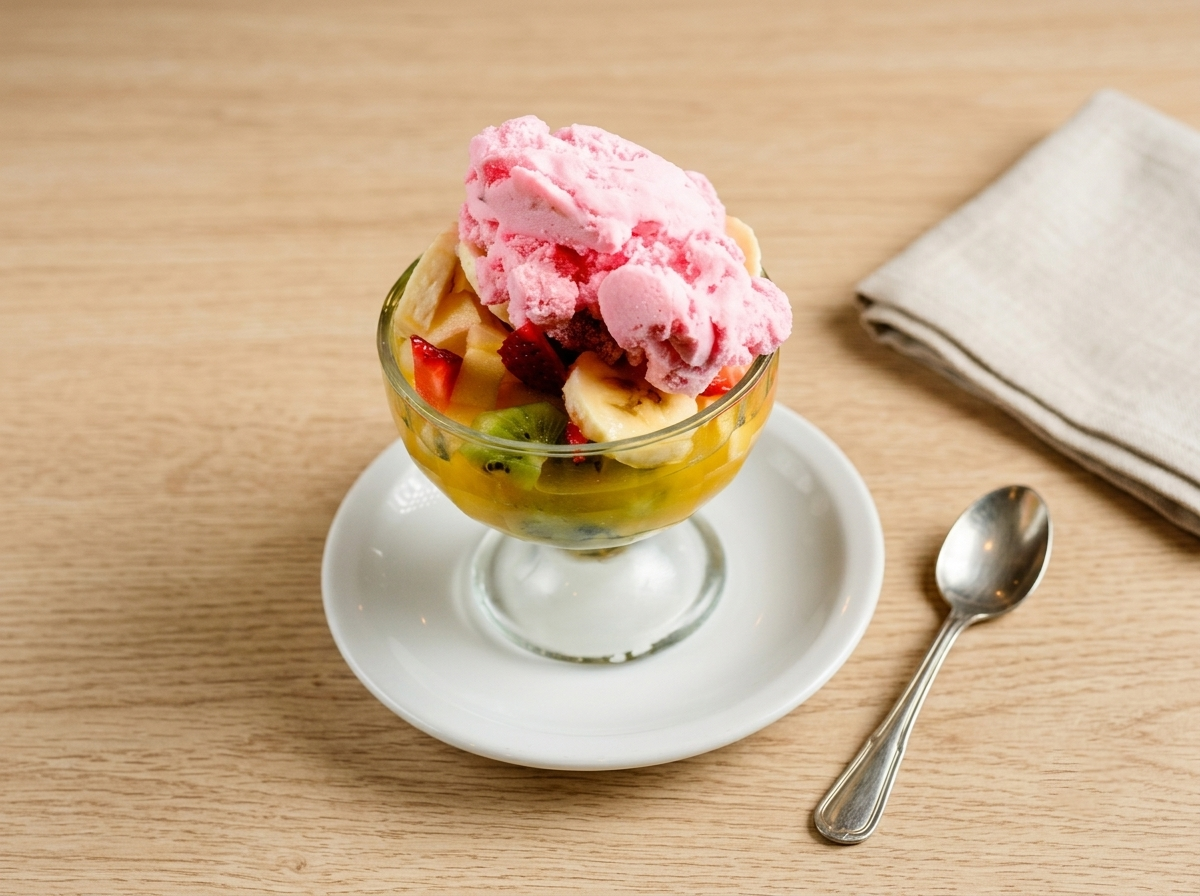 Ensalada de frutas con helado
